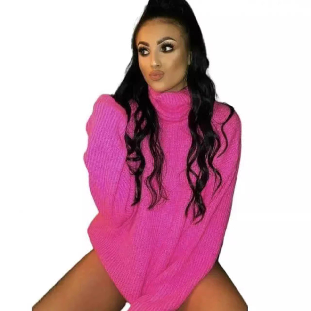 Pull en tricot oversized pour femmes avec col montant et coupe décontractée Chic und Stil