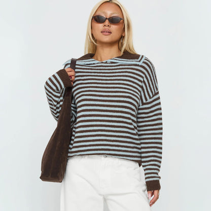 Pull rayé pour dames avec capuche décontractée et matériau doux Chic und Stil