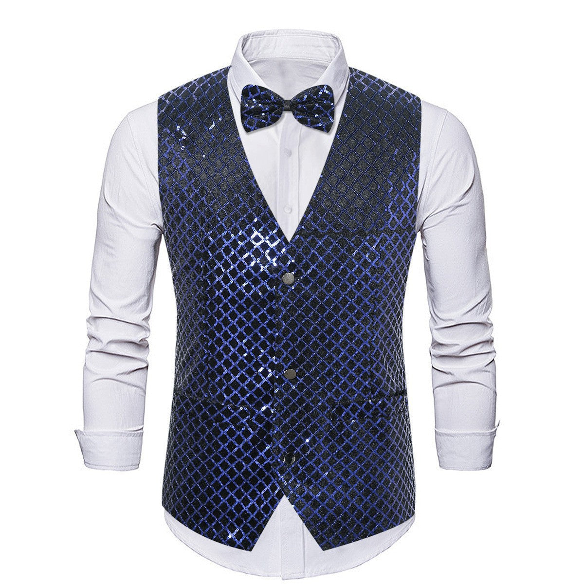 Blazer élégant en sequins pour hommes avec fermeture à nœud assortie Chic und Stil