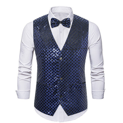 Blazer élégant en sequins pour hommes avec fermeture à nœud assortie Chic und Stil