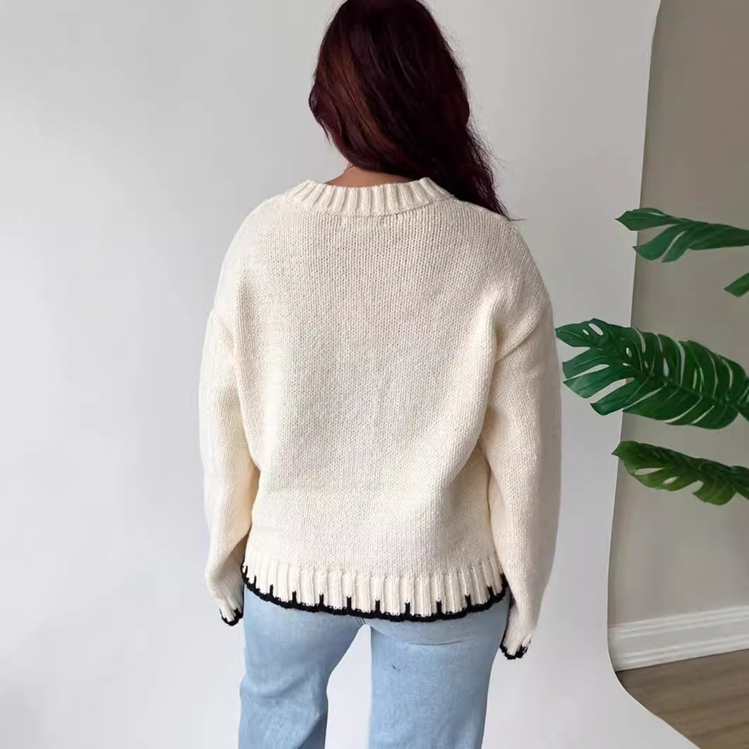 Pull à mailles épaisses pour femmes avec un design patchwork créatif et une coupe décontractée Chic und Stil