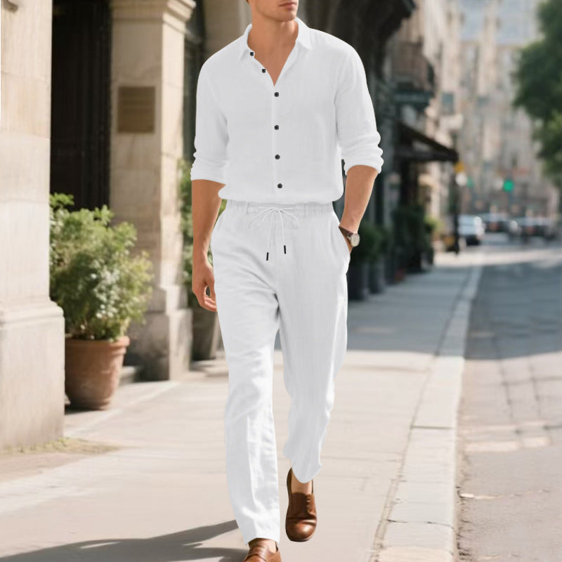 Casual linen pants for men with elastic waistband and practical drawstring Chic and Style