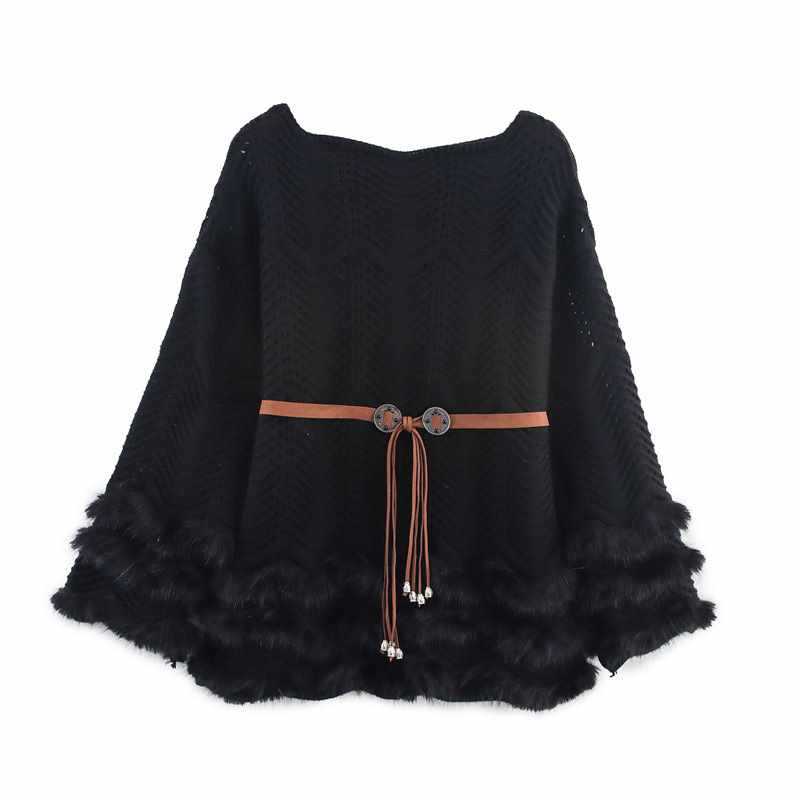 Dames Élégante Gilet en Tricot avec Volants et Garniture en Fourrure Synthétique Chic und Stil