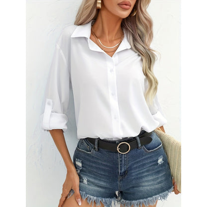 Dames élégante chemise à manches longues en coton respirant Chic und Stil