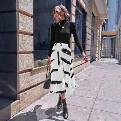 Jupe plissée pour femmes avec motif tendance et ceinture élastique Chic und Stil