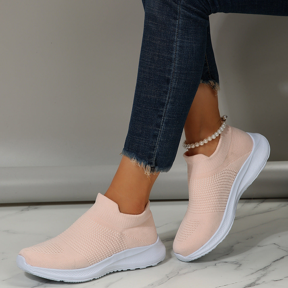 Baskets Slip-On respirantes pour femmes avec tige en tricot flexible Chic und Stil