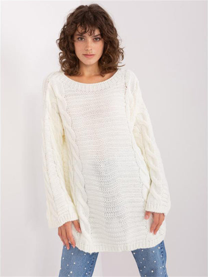 Pull femme en grosse maille avec un motif de torsades moderne et des manches larges Chic und Stil