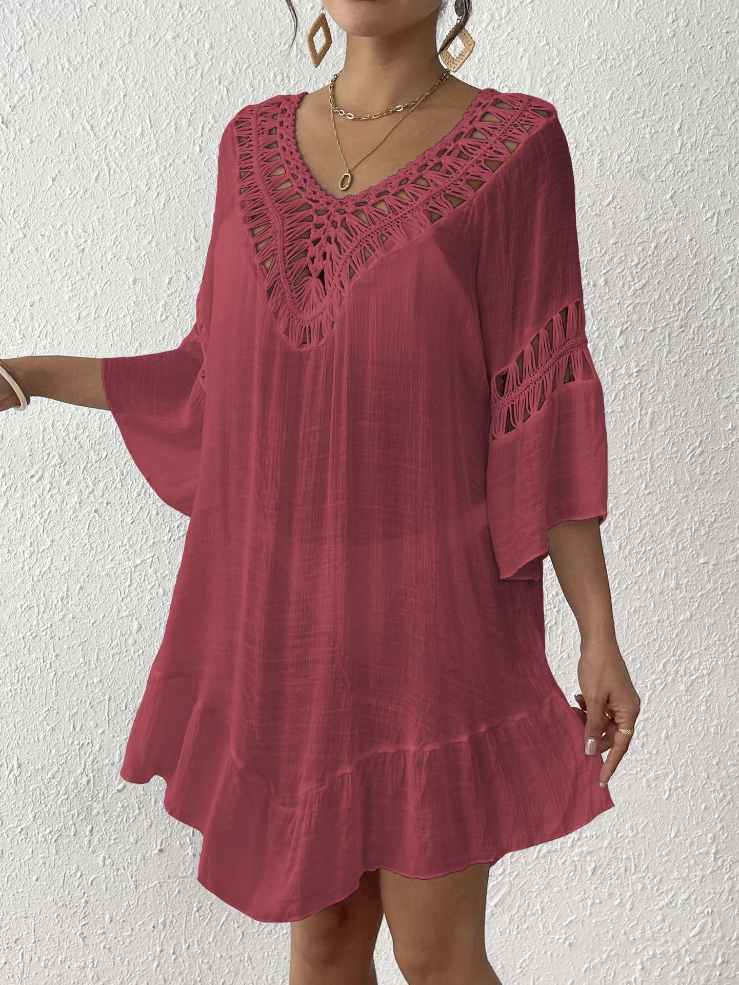 Tunique femme avec détails en crochet pour la plage Chic und Stil