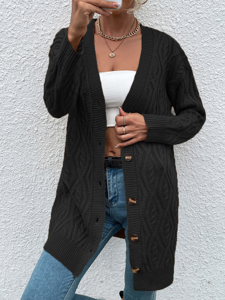 Dames Gros Tricot Cardigan avec design ouvert et boutons pratiques Chic und Stil