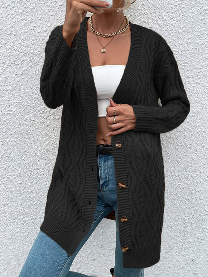 Dames Gros Tricot Cardigan avec design ouvert et boutons pratiques Chic und Stil