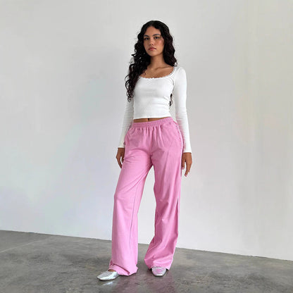 Wide leisure pants for women with side stripes and an elastic waist Chic and Style