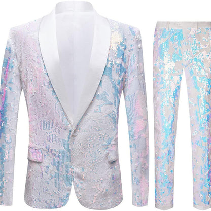 Costume élégant en velours pour hommes avec motif en sequins brillants Chic und Stil