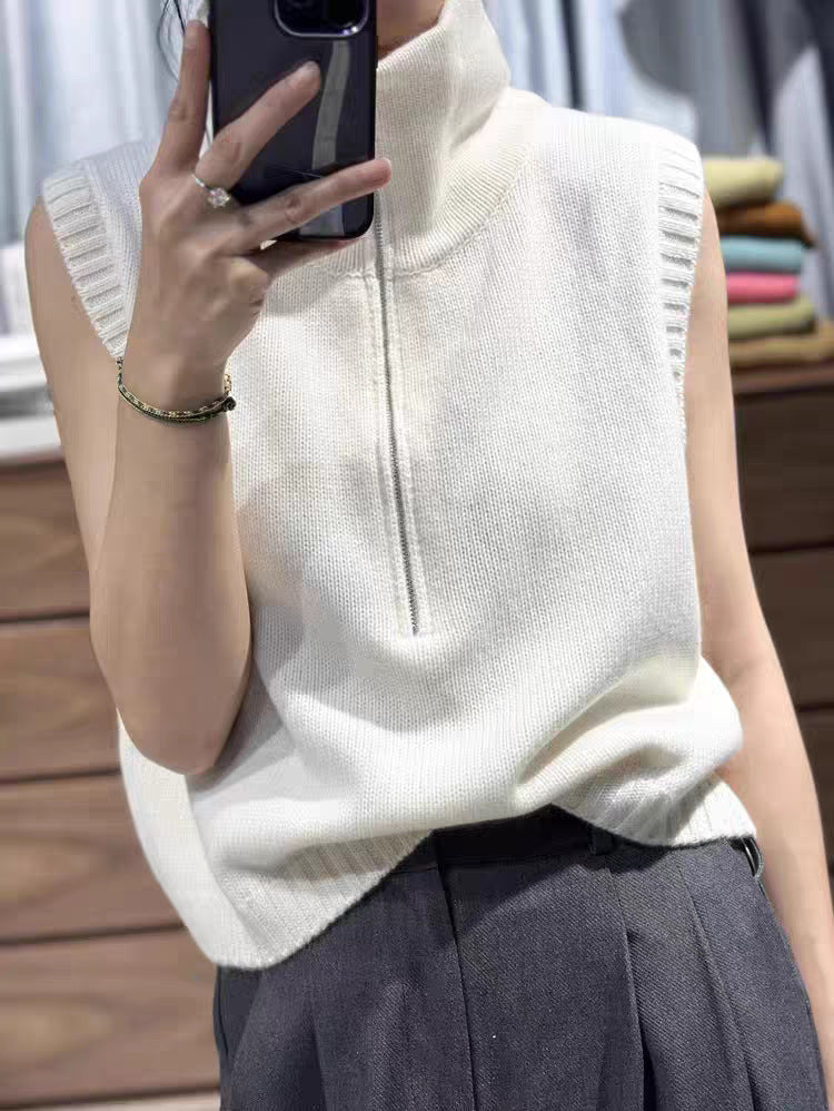 Pull en knit pour femmes avec col montant et fermeture éclair Chic und Stil