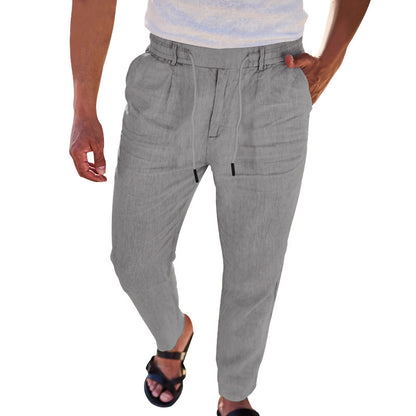 Casual linen pants for men with elastic waist Chic and Style