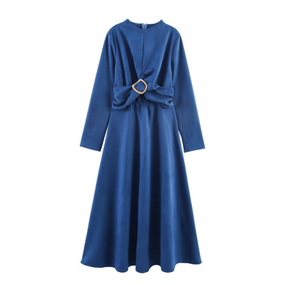 Robe maxi femme avec fente élégante et ceinture décorative Chic und Stil
