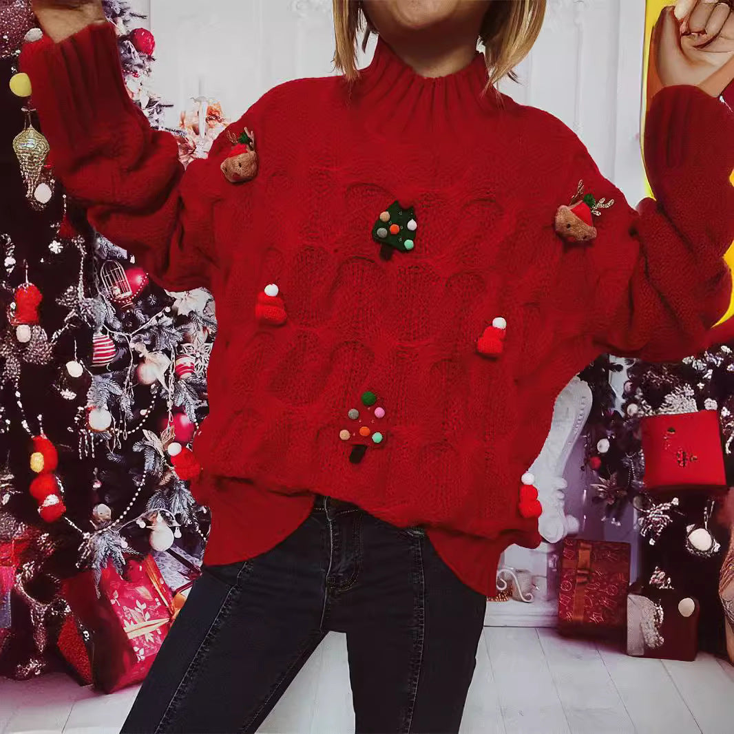 Pull femme d'hiver avec motif festif et tricot structuré Chic und Stil