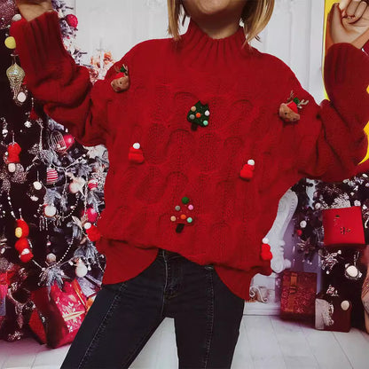 Pull femme d'hiver avec motif festif et tricot structuré Chic und Stil