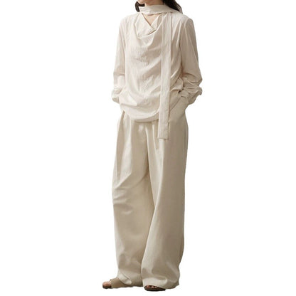 Blouse à col drapé à manches longues Chic und Stil pour femmes