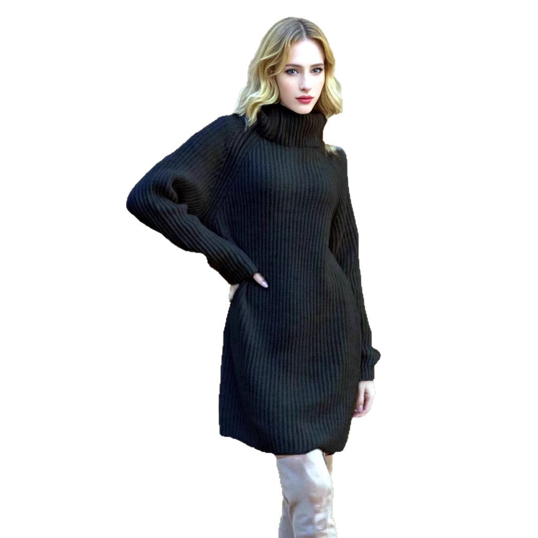 Robe en maille pour femmes avec col haut et fine structure en côtelé Chic und Stil