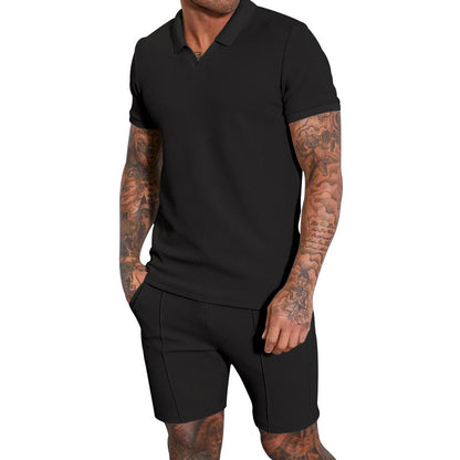 Homme polo à manches courtes confortable avec shorts assortis Chic und Stil