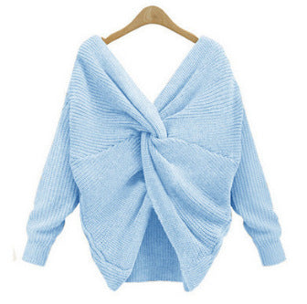 Pull en tricot pour femmes avec un design de dos unique et un décolleté en V profond Chic und Stil