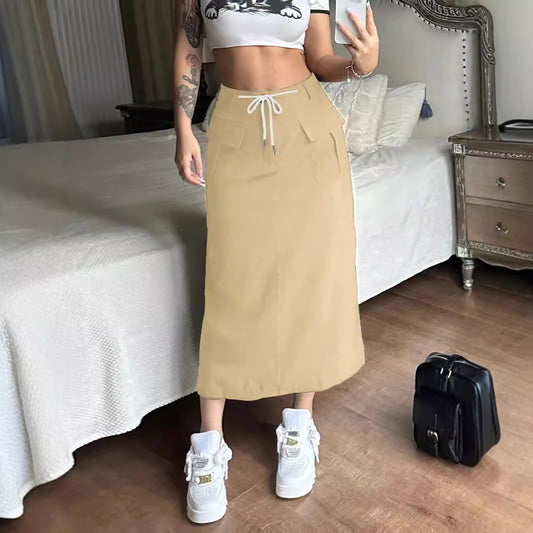 Jupe maxi cargo pour femmes avec poches pratiques et taille élastique Chic und Stil