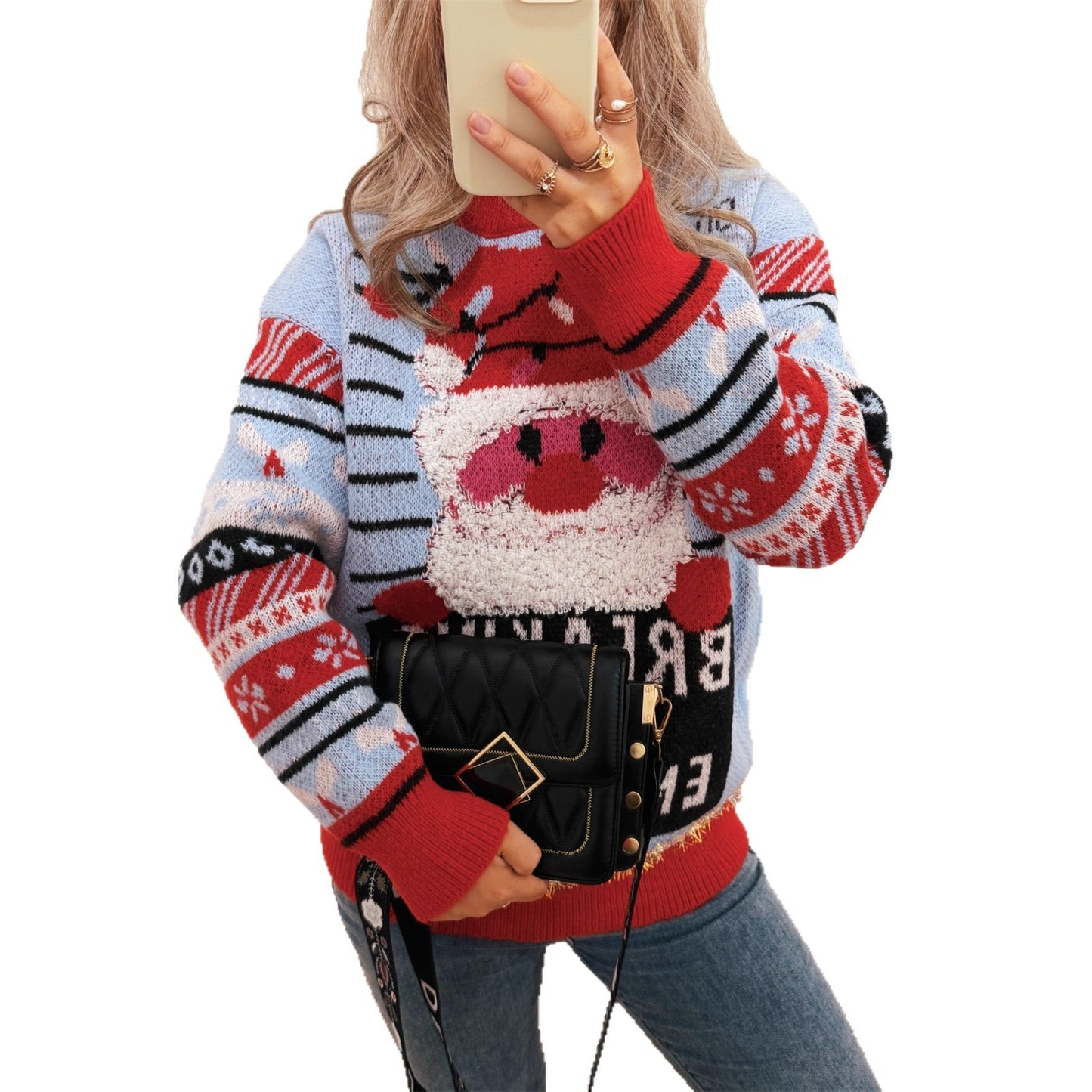 Pull en laine de Noël pour femmes avec motif de renne créatif et design joyeux Chic und Stil