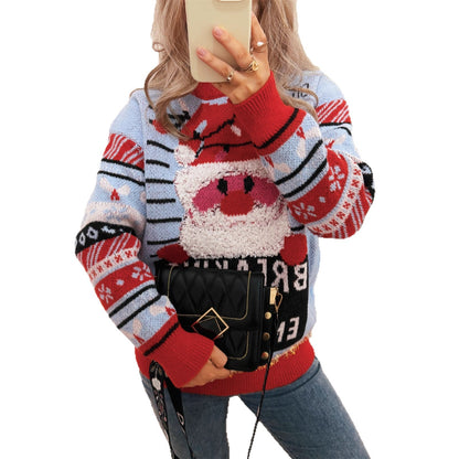 Pull en laine de Noël pour femmes avec motif de renne créatif et design joyeux Chic und Stil