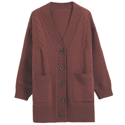Dames confortable cardigan en tricot avec motif côtelé profond et poches pratiques Chic und Stil