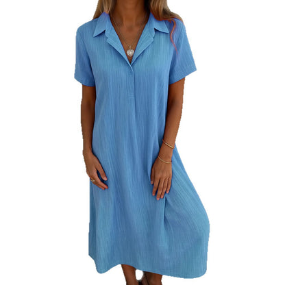 Robe maxi décontractée pour femmes avec col et manches courtes Chic und Stil