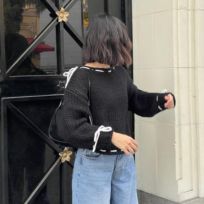 Pull en grosse maille pour femmes avec un design décontracté à épaules dénudées Chic und Stil