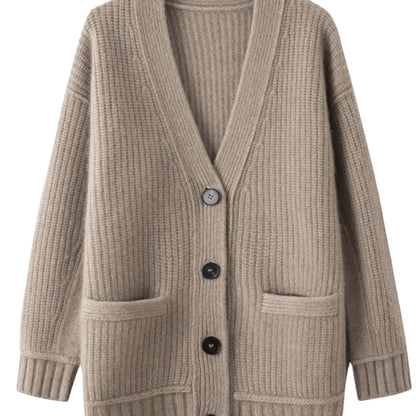 Dames cardigan en tricot douillet avec grandes poches Chic und Stil