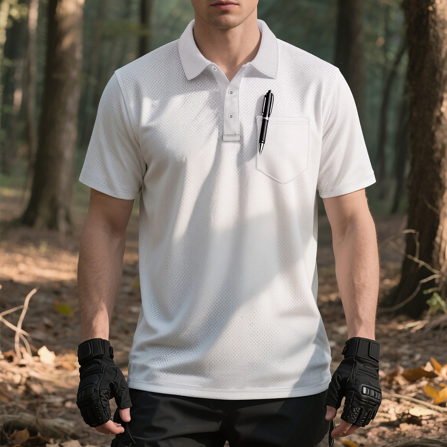 Chemise polo pour hommes avec texture respirante et poche poitrine pratique Chic und Stil