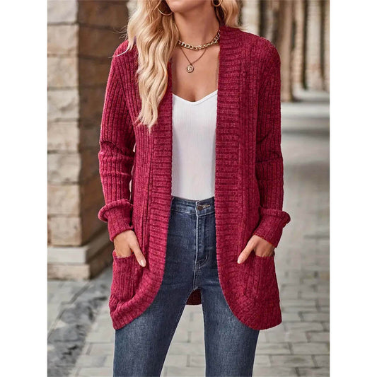 Veste en tricot ouverte pour dames avec surface texturée et poches pratiques Chic und Stil