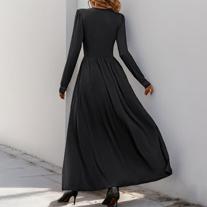 Robe maxi élégante pour femmes avec décolleté en V profond et design de volants décoratifs Chic und Stil