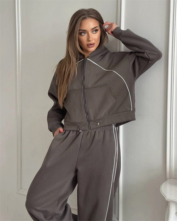Ensemble de vestes et pantalons de loisirs sportives pour femmes avec coupe tendance et taille élastique Chic und Stil