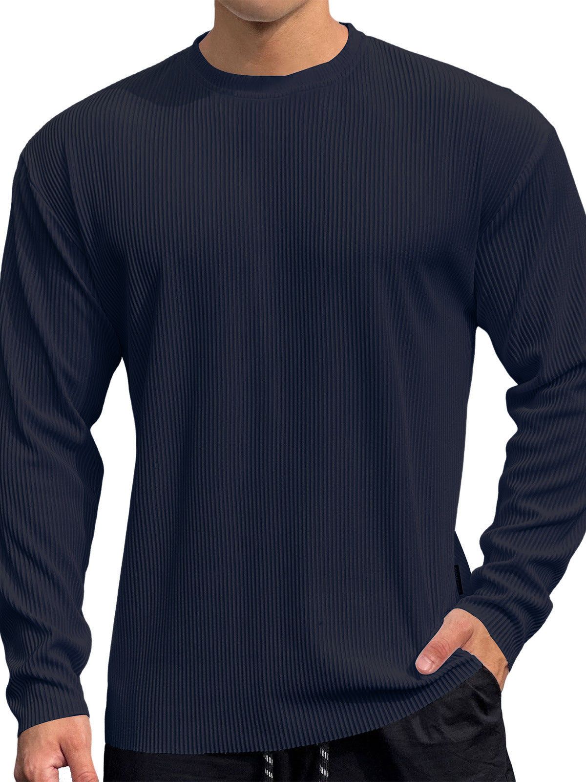Pull-over en tricot fin pour hommes avec motif en côtes texturées Chic und Stil