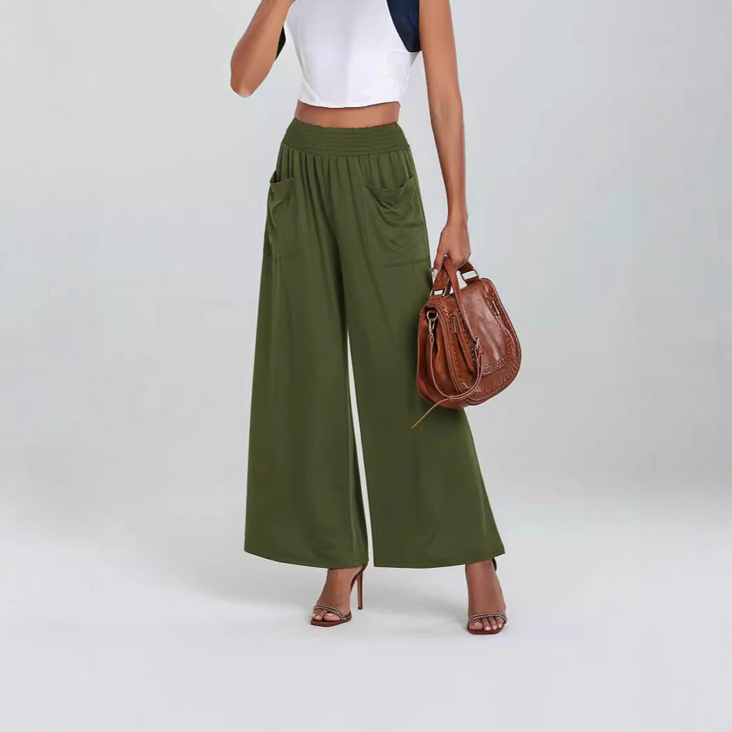 Wide palazzo pants for women with elastic waistband and practical pockets Chic and Style