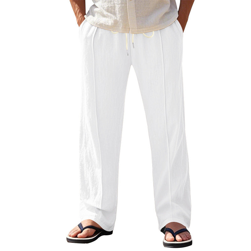 Casual linen pants for men with elastic waist and large side pockets Chic and Style