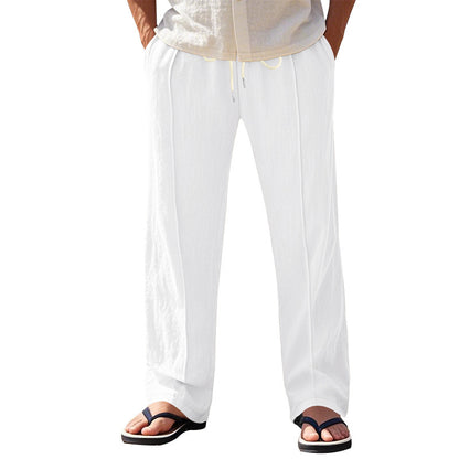 Casual linen pants for men with elastic waist and large side pockets Chic and Style