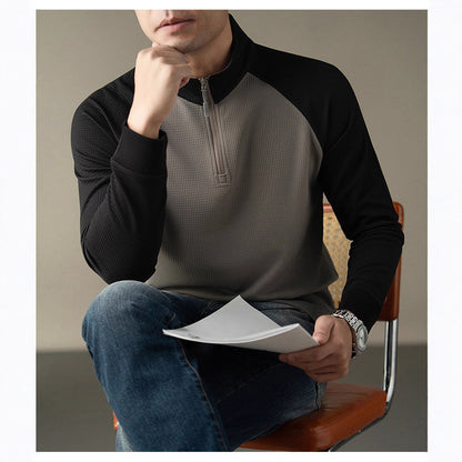 Functional long-sleeved shirt for men with a stand collar and innovative zip opening Chic and Style