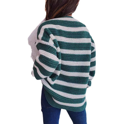 Pull en tricot décontracté pour femmes avec un motif à rayures bloquées et une coupe ample Chic und Stil