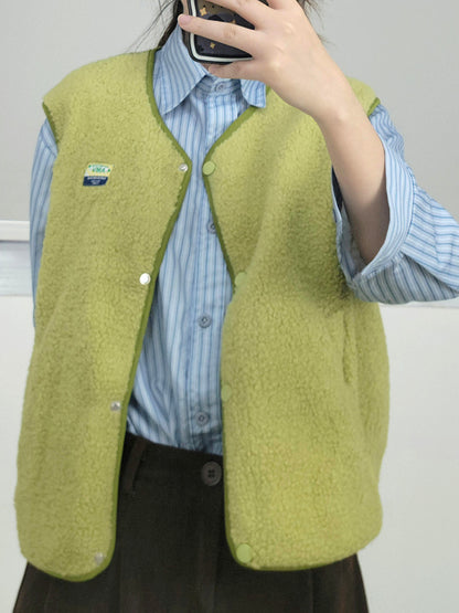 Dames Douce et décontractée gilet en teddy avec poches latérales Chic und Stil