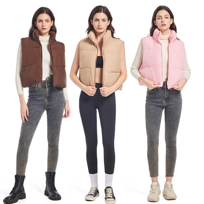 Dames doudoune sans manches avec col montant et cordon taille ajustable Chic und Stil