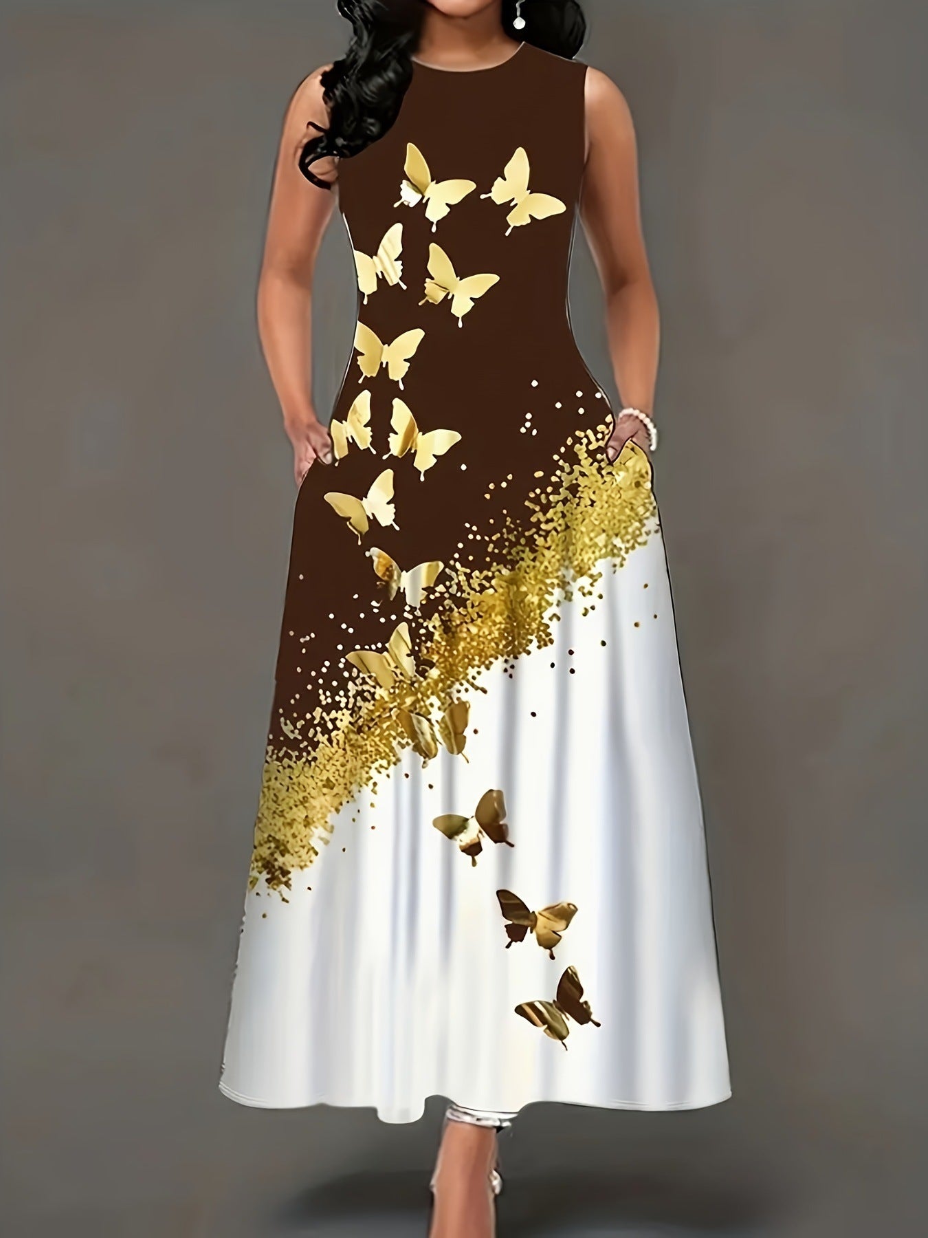 Robe maxi femme avec motif floral et poches pratiques Chic und Stil