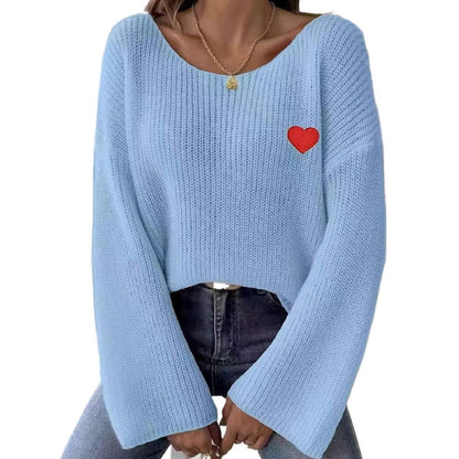 Dames Pull en maille décontracté avec application en forme de cœur Chic und Stil