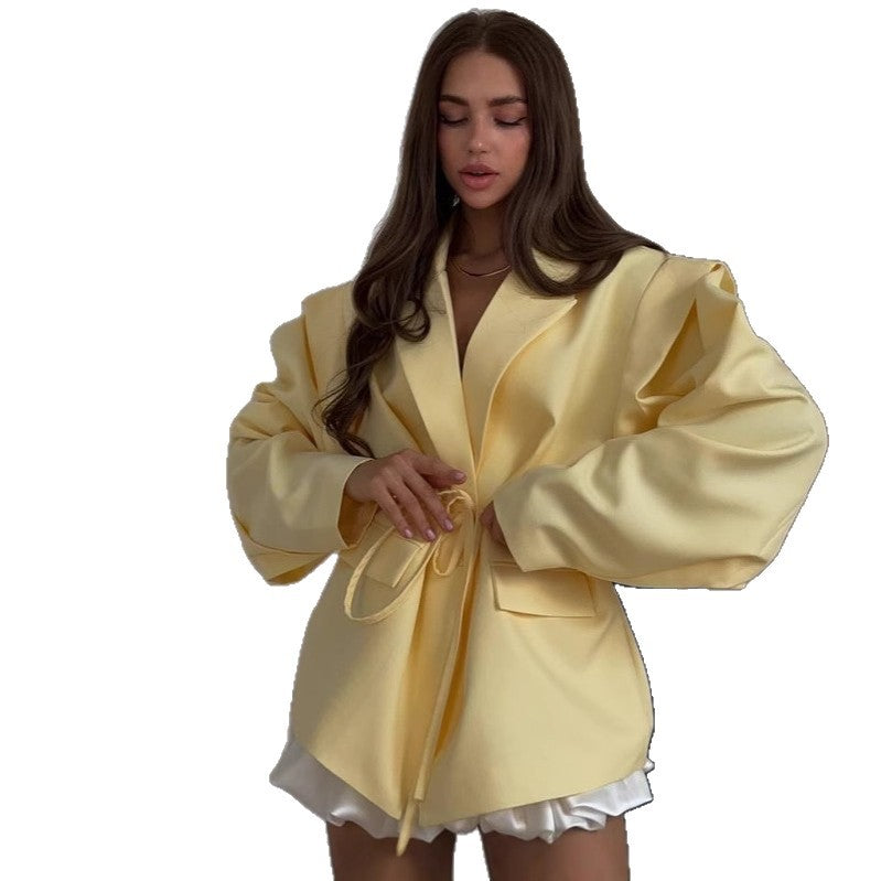 Blazer oversize pour femmes avec ceinture à nouer et poches pratiques Chic und Stil