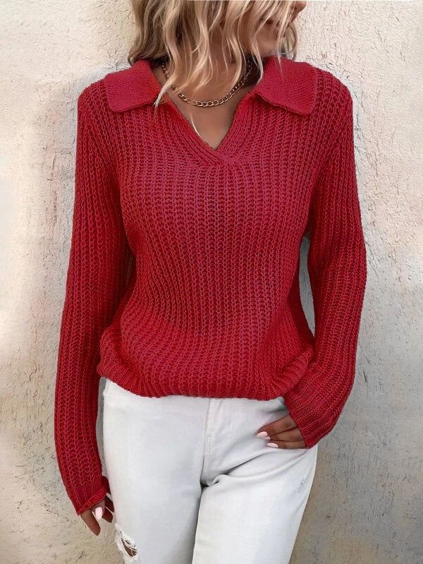 Pull en tricot à col V pour femmes Chic und Stil