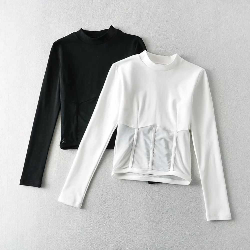 Dames haut à manches longues à coupe ajustée et col haut Chic und Stil