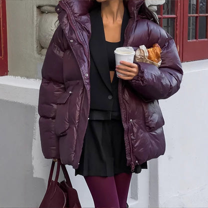 Dames Doudoune Oversized avec design matelassé visible et col montant Chic und Stil